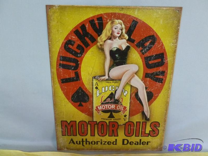 lot 22 image: Collectible Lucky Lady Motor Oil&nbspMetal S...