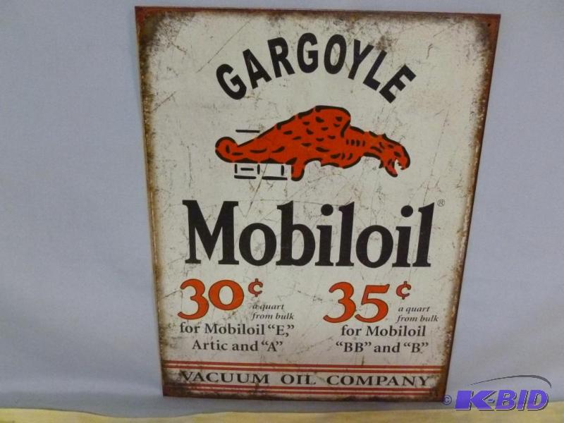lot 26 image: Collectible Gargoyle - Mobiloil Metal Sign Th...