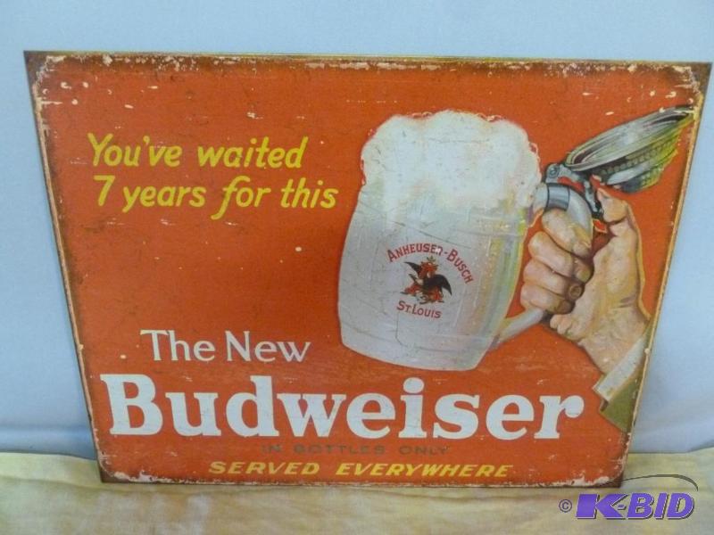 lot 3 image: Collectible The New Budweiser&nbspMetal Sign...