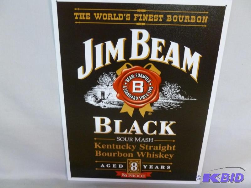 lot 36 image: Collectible Jim Beam Black&nbspMetal Sign Th...