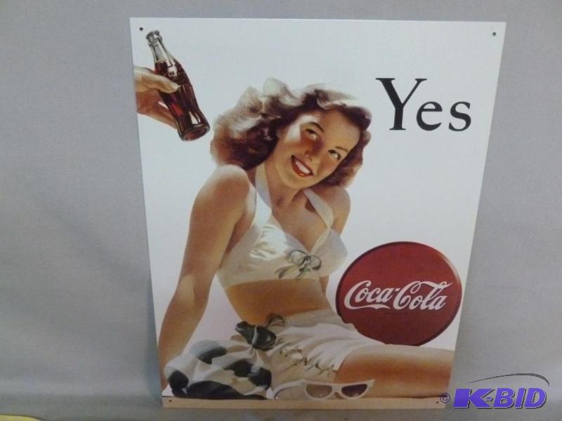 lot 43 image: Collectible Yes Coca-Cola&nbspMetal Sign Tha...