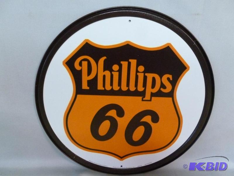 lot 53 image: Collectible Phillips 66 Metal Sign That Measu...