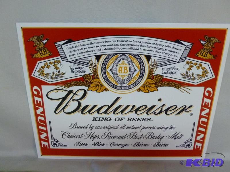 lot 65 image: Collectible Budweiser King Of Beers Metal Sig...