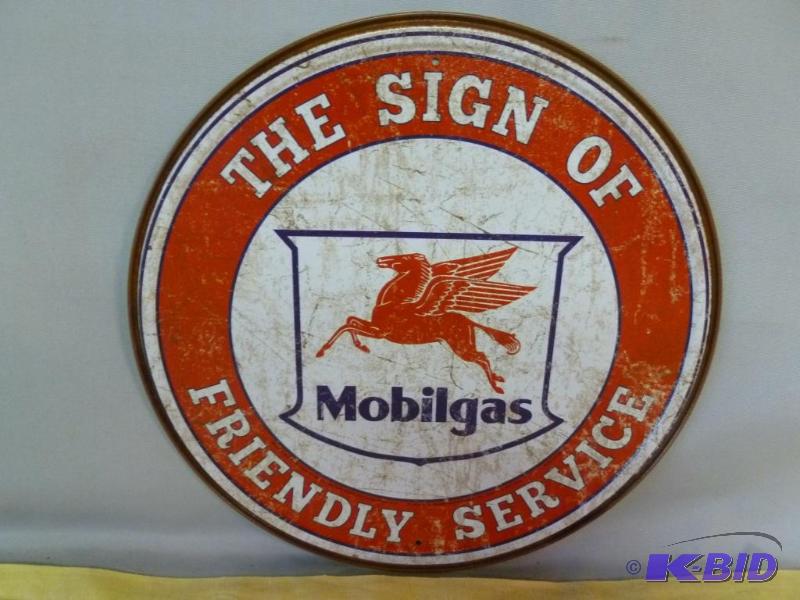 lot 9 image: Collectible Mobilgas Metal Sign That Measures...