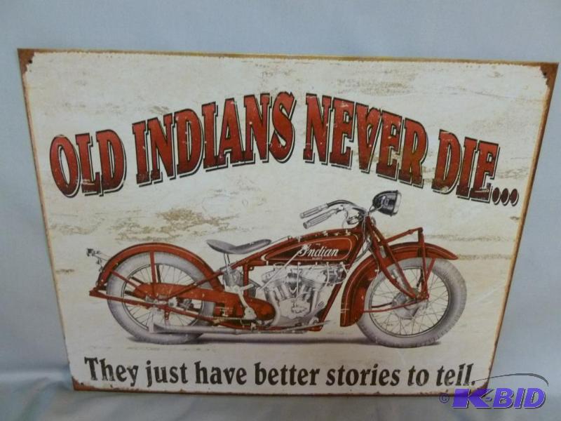 lot 91 image: Collectible Indian Motorcycles Metal Sign Tha...