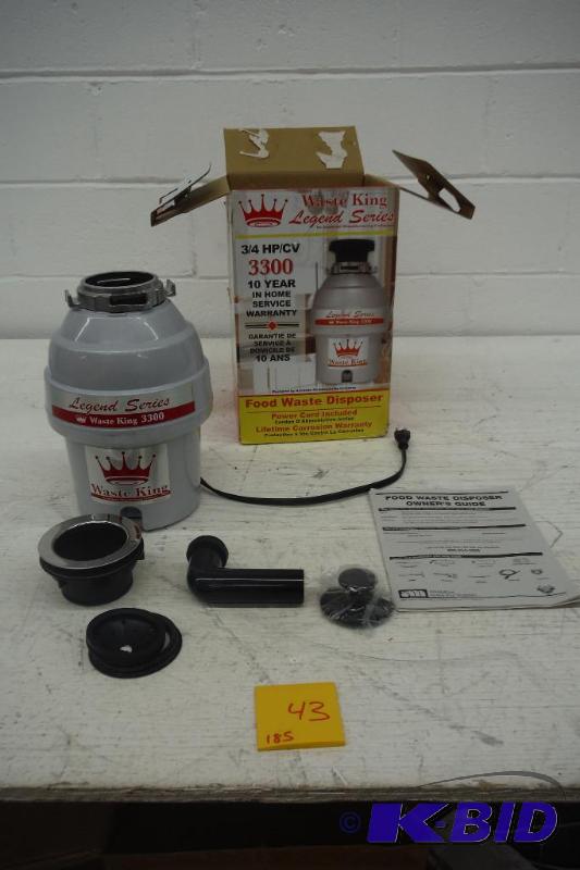 lot 43 image: Waste King L-3300 Legend Series 34 HP Continuous Feed Operation Garbage Disposer, New in box