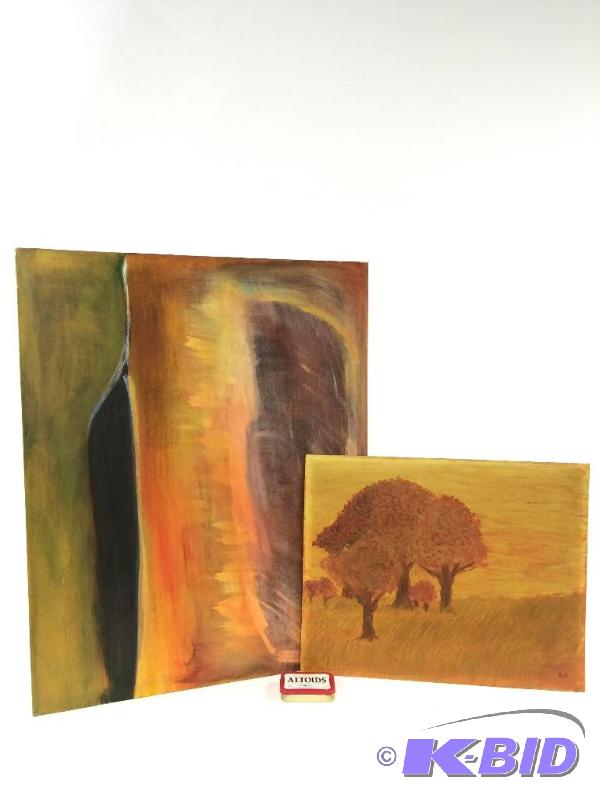 lot 12 image: Two Vintage Original Paintings on Art Board