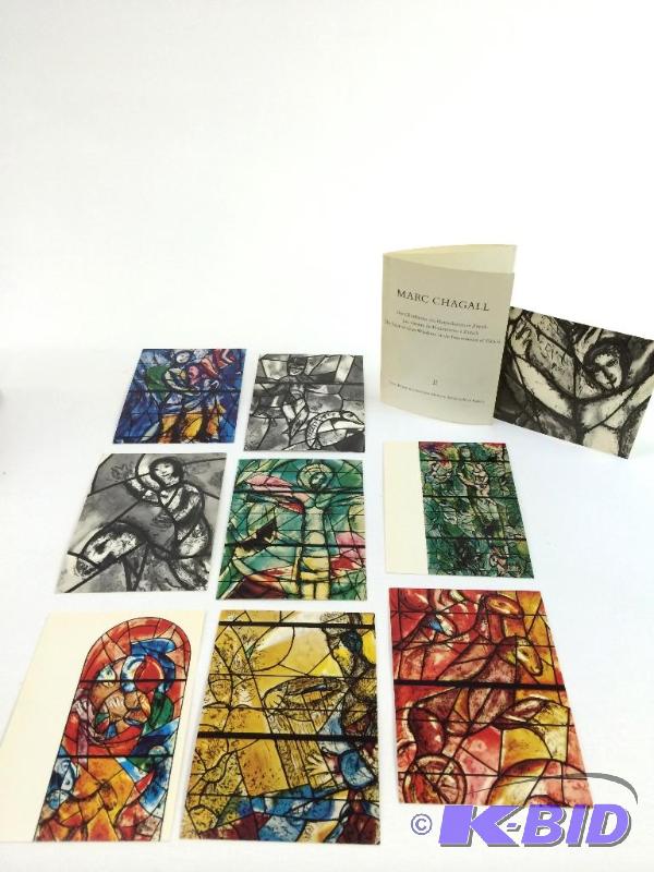 lot 19 image: Vintage Postcard Set of the Fraumunster Zurich Stained Glass Windows  - Marc Chagall - (9)