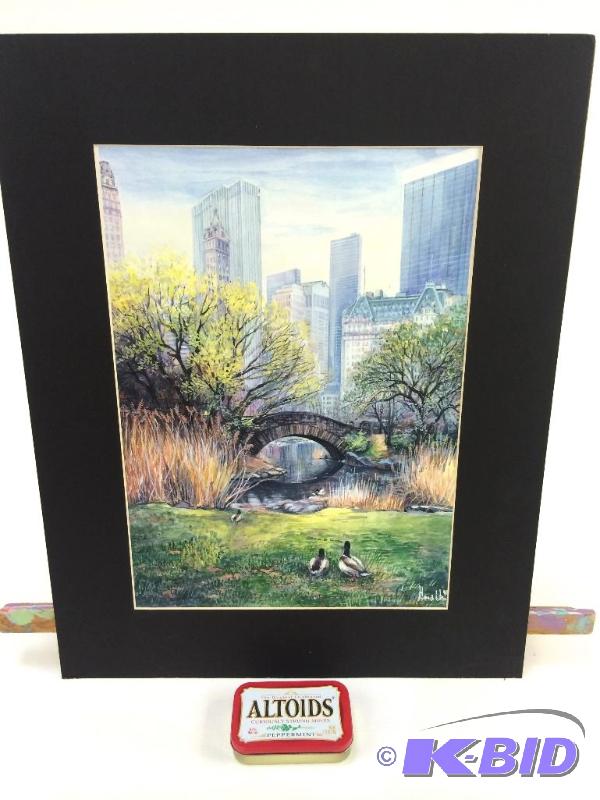 lot 2 image: Signed Print of City Park Scene