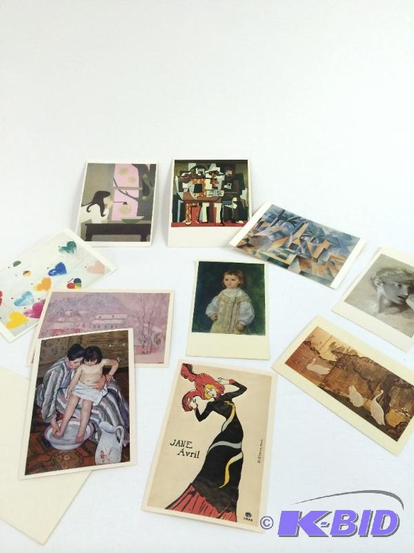 lot 21 image: Vintage Postcards - Featuring Famous Artworks from the Louvre etc. (10 total)