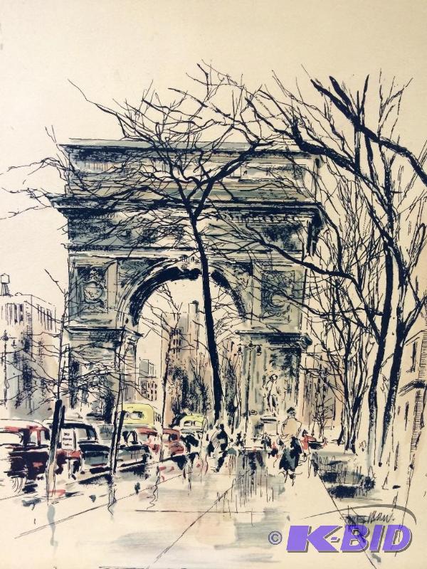lot 31 image: Vintage - Signed Original - Washington Square  - John Hoyamson