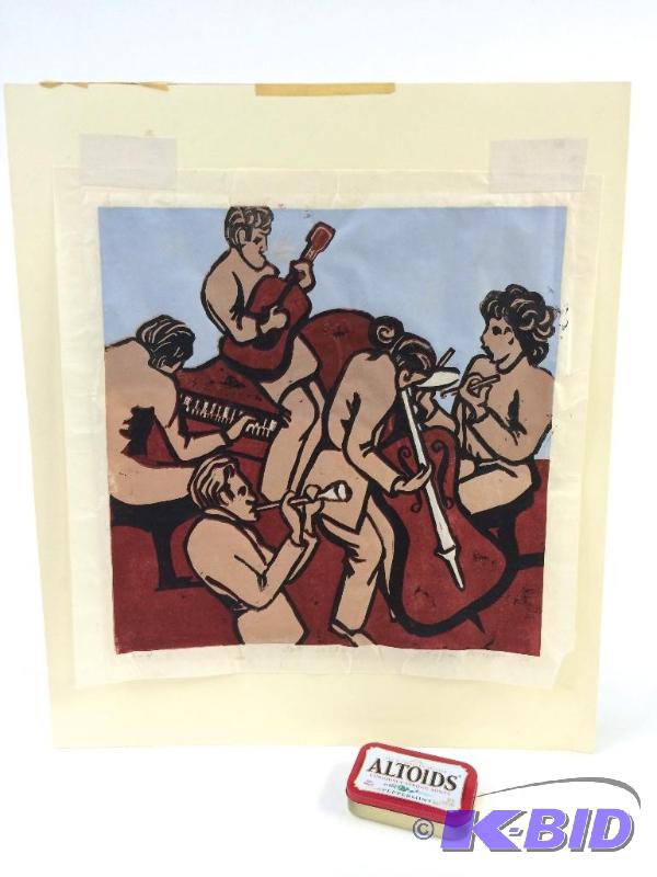 lot 7 image: Original Block Print - Signed & Numbered Jam Session Scribner 75