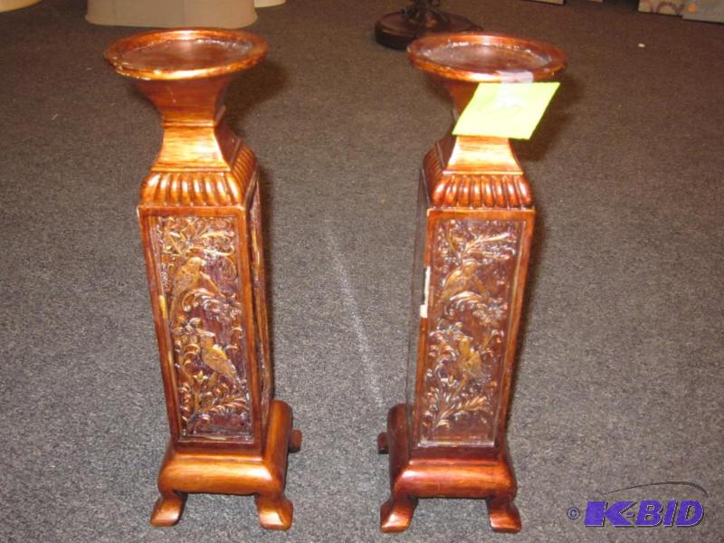 Pair of 12 inch decorative candle stands.&nb...
