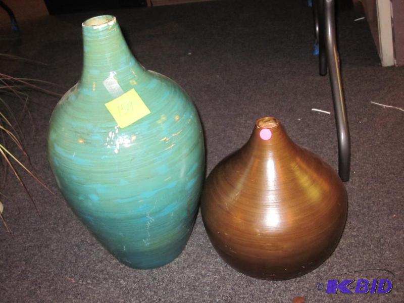 Pair of large decorative large wood vases.&nb...