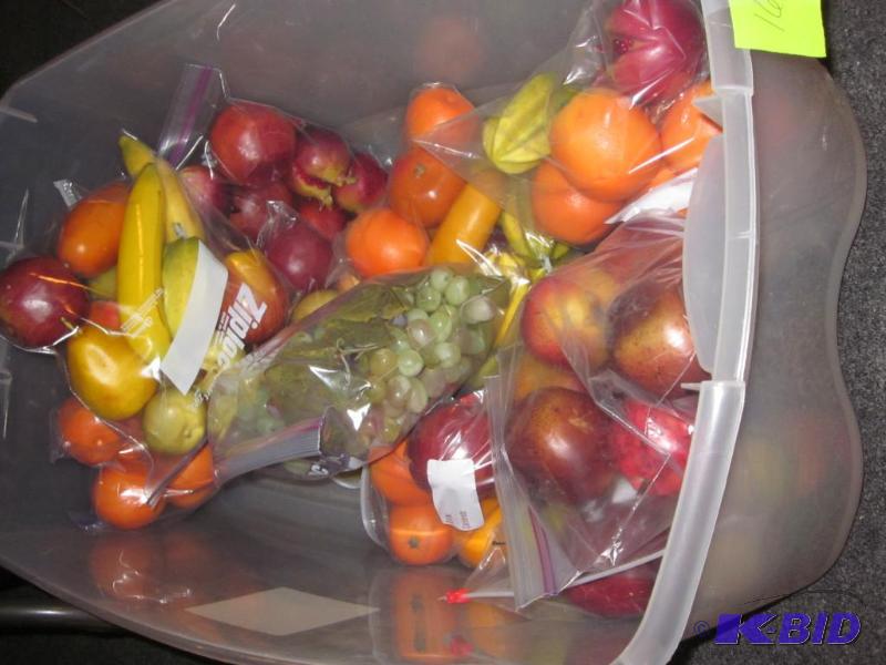 Large bin of artificial decorative hard plast...