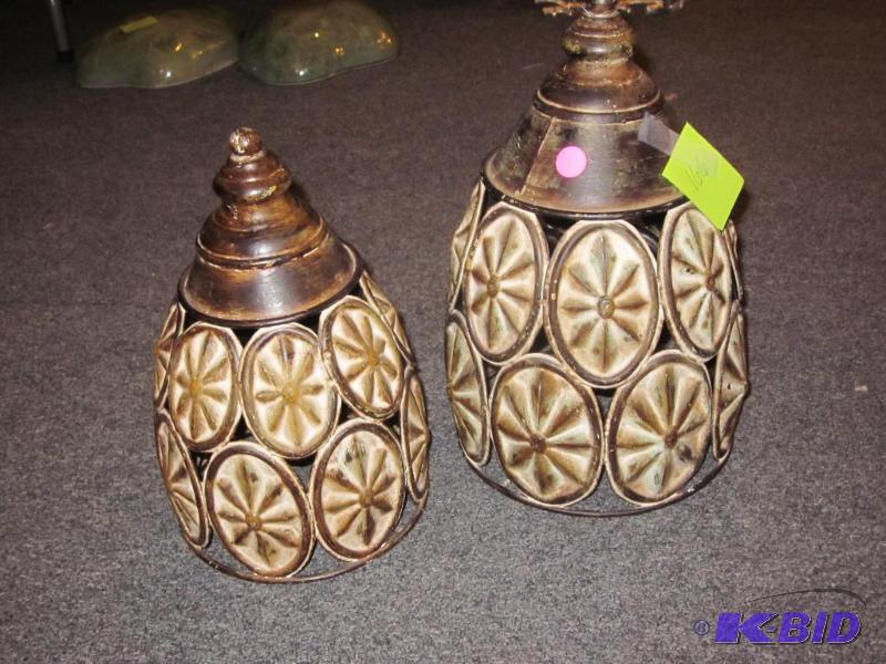 Pair of decorative candle toppers, for ambian...