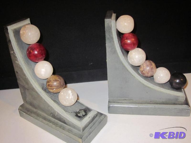 Pair of marble bookends, decorative marble ba...
