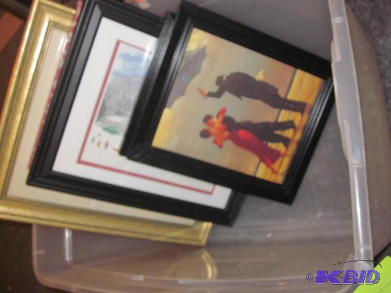 Bin of framed artwork.  &nbsp  &nbsp...