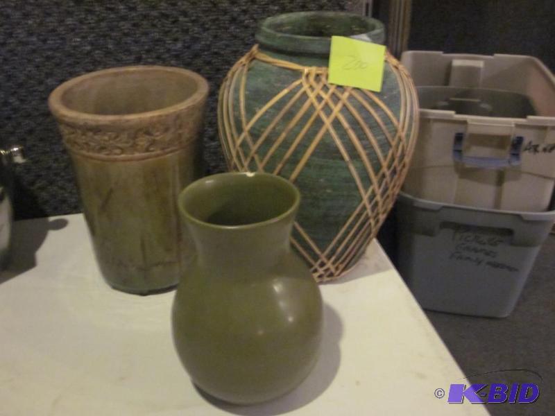 Lot of (3) ceramic vases.  &nbsp  &nbsp...