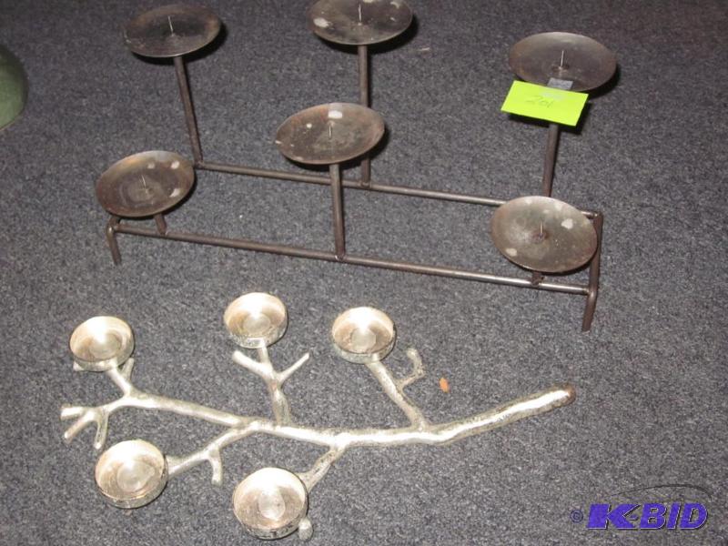 Pair of metal candle holders.&nbsp  &nbsp  ...