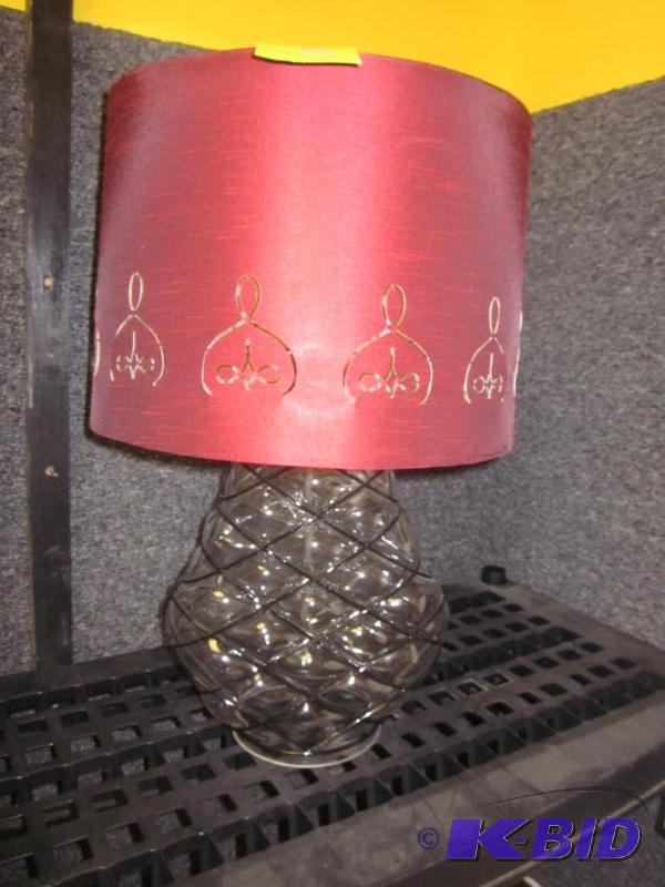 Glass and wire decorative lamp with shade.&nb...