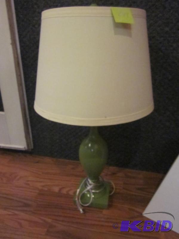 Green lamp with shade.  &nbsp  &nbsp...