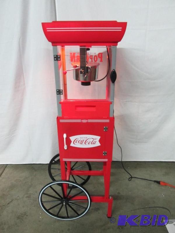 lot 10 image: Nostalgia Electrics 10 Cup Coke Popcorn Cart