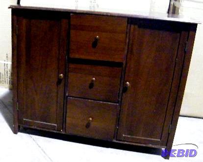 lot 106 image: Side Cabinet - Walnut finish - 2 door, 3 draw...