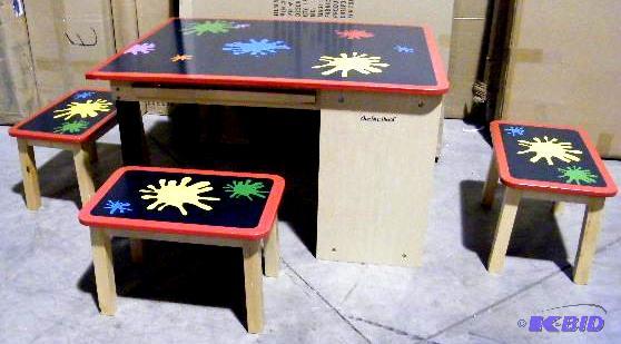 lot 109 image: Art Table and Stool Set - Table has slide out...