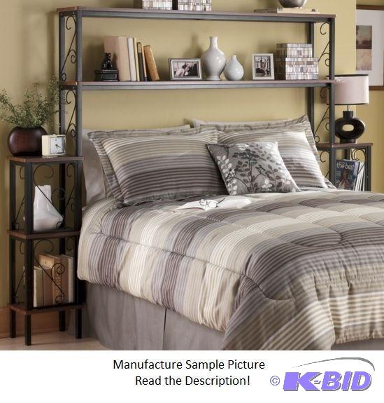 lot 121 image: Black Scroll Headboard with Storage - If bedr...