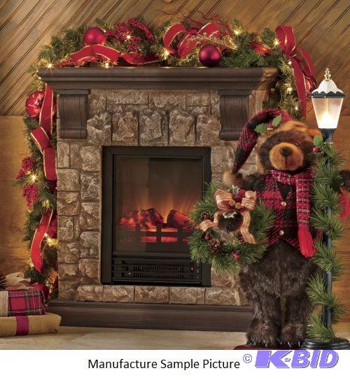 lot 15 image: Mini Faux Stone Fireplace - 30" H - Add ...