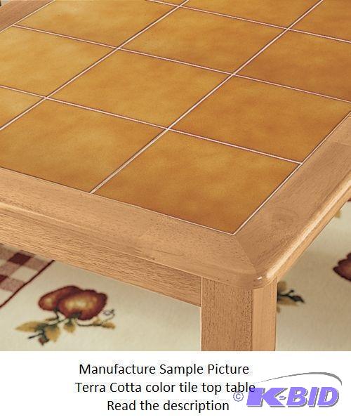 lot 32 image: Terra Cotta Colored Tile Top Table - Table On...
