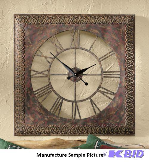 lot 43 image: Rustic Red Clock - This rustic clock brings t...