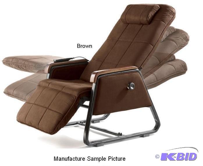 lot 52 image: Brown Microfiber Zero Gravity Massage Chair w...