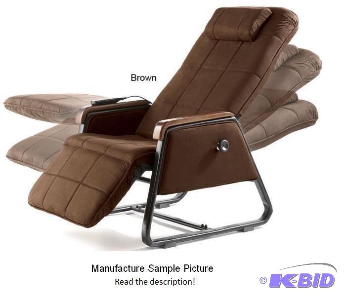 lot 80 image: Brown Microfiber Zero Gravity Massage Chair w...