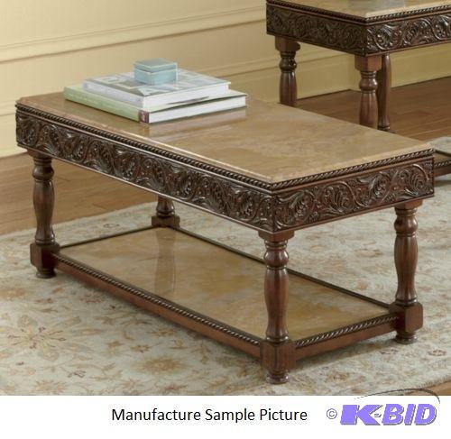 lot 86 image: Carved Faux Marble Coffee Table -&nbspTwiste...