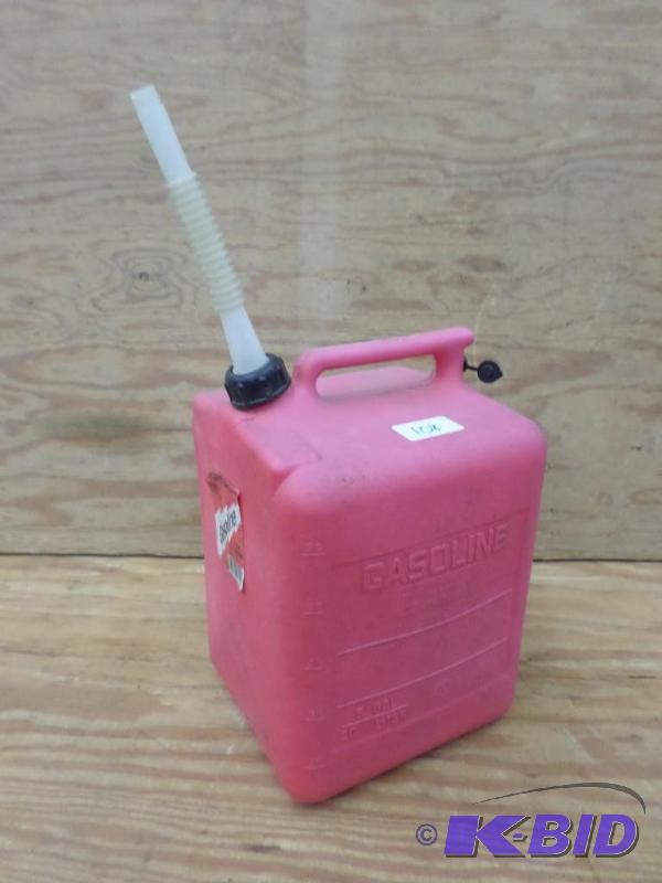 lot 108 image: 5-Gallon Plastic Gas Can...