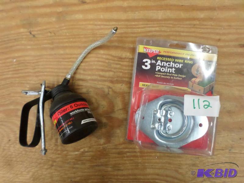 lot 112 image: (1) New Oiler Can & (1) New Recessed D-Ri...