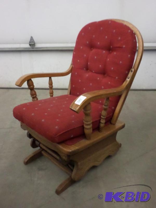 lot 125 image: Wood Rocker Chair With Cushions...