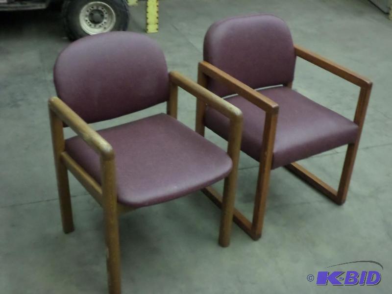 lot 21 image: (2) Wood-Framed Cushioned Chairs...