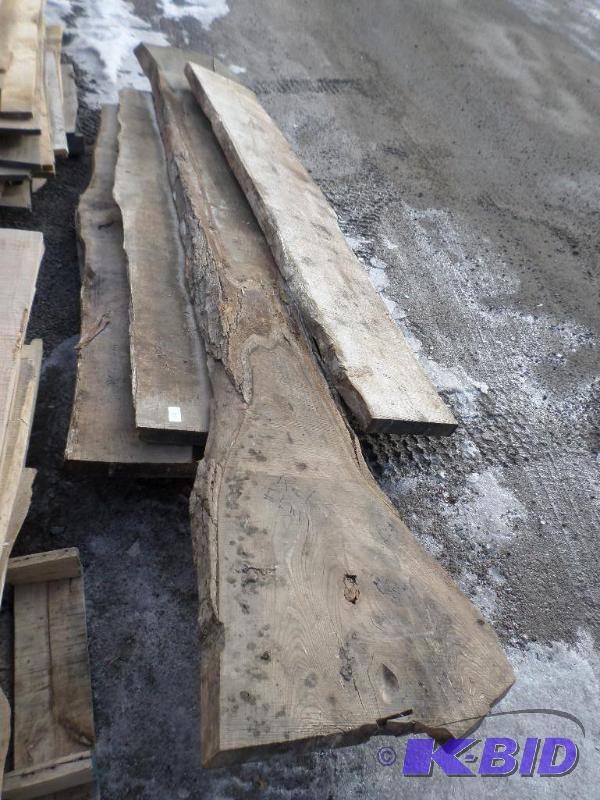 lot 4 image: Pallet Of Wood Slabs (1) 13ft Red Elm, (3) 8...