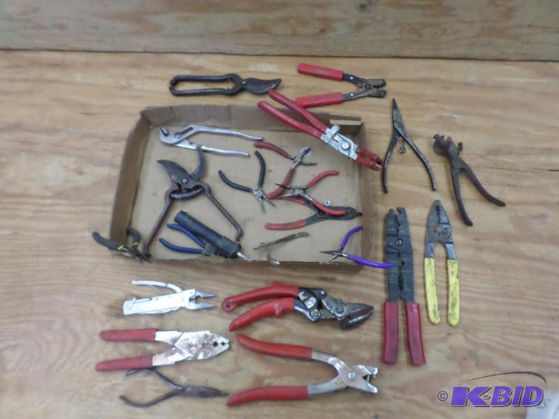 lot 56 image: Lot Of Misc Pliers, Snips, Shears, Electrica...