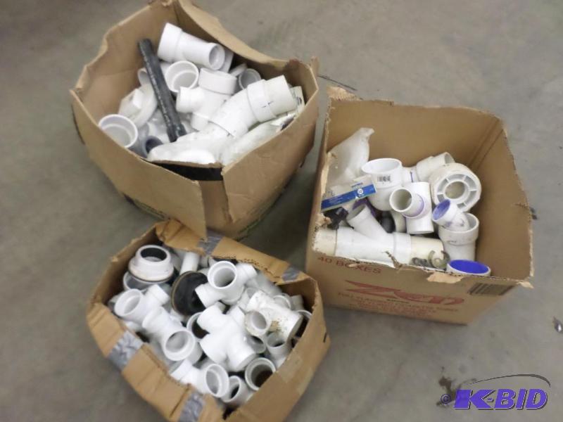 lot 65 image: (3) Boxes Of Misc PVC Fittings, Junctions, Et...