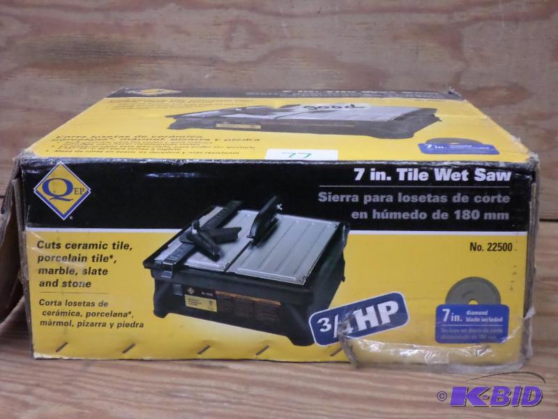 lot 77 image: Qep 34HP 7" Tile Wet Saw, Works...
