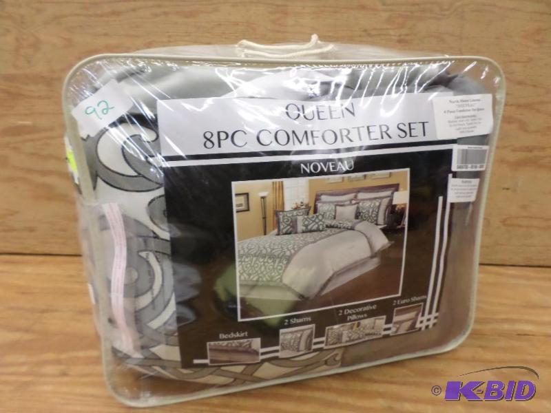 lot 92 image: New Noveau 8-Piece Queen Comforter Set...
