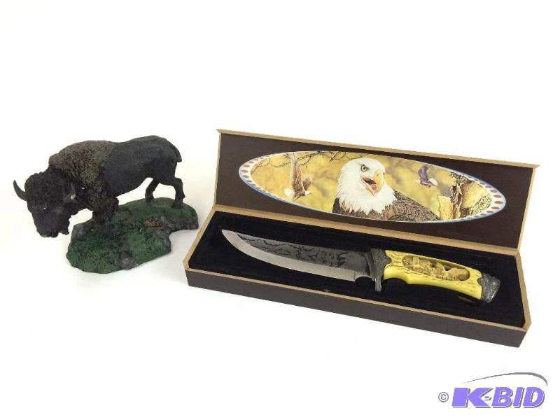 Eagle Fantasy Knife in  &  Buffalo Statue