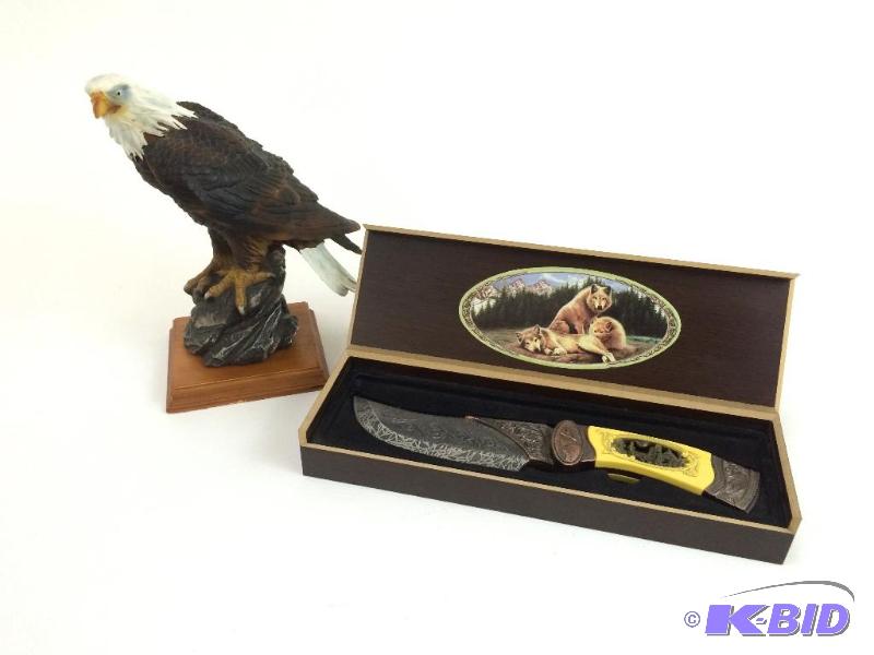 Wolf Fantasy Knife  in Box &  Eagle Statue