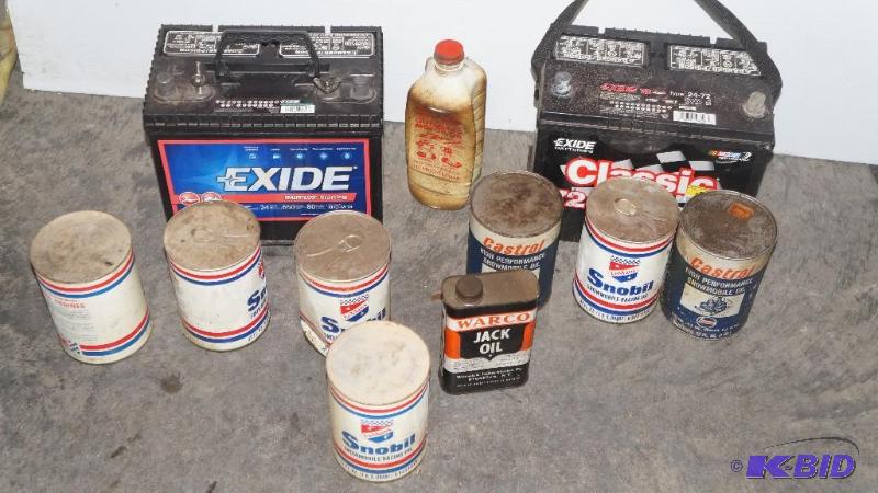 lot 142 image: Batteries & Vintage Motor Oil