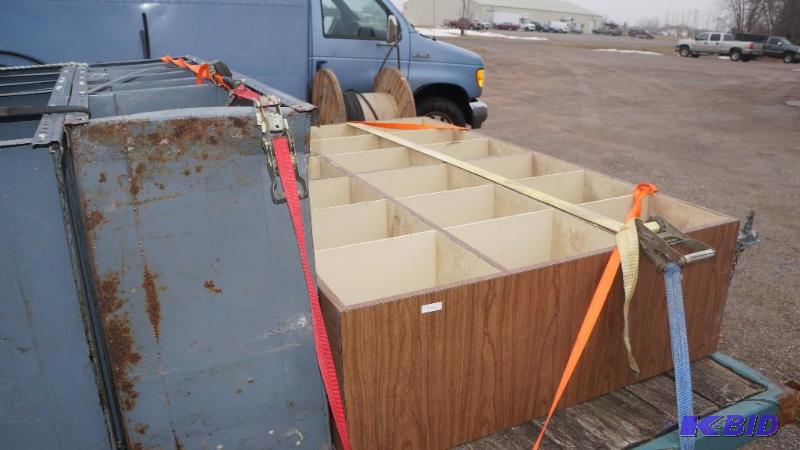 lot 148 image: 3 Metal Shelves, Wood Cubby & Patio Table