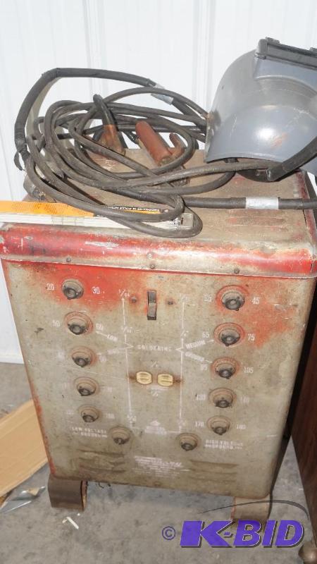 lot 23 image: Vintage Foruley 220 Volt Arc Welder with Helmet